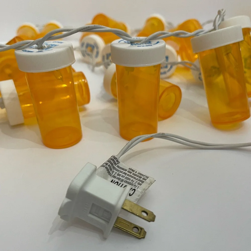 Pill bottle light strand, healthcare graduation Christmas party light strand